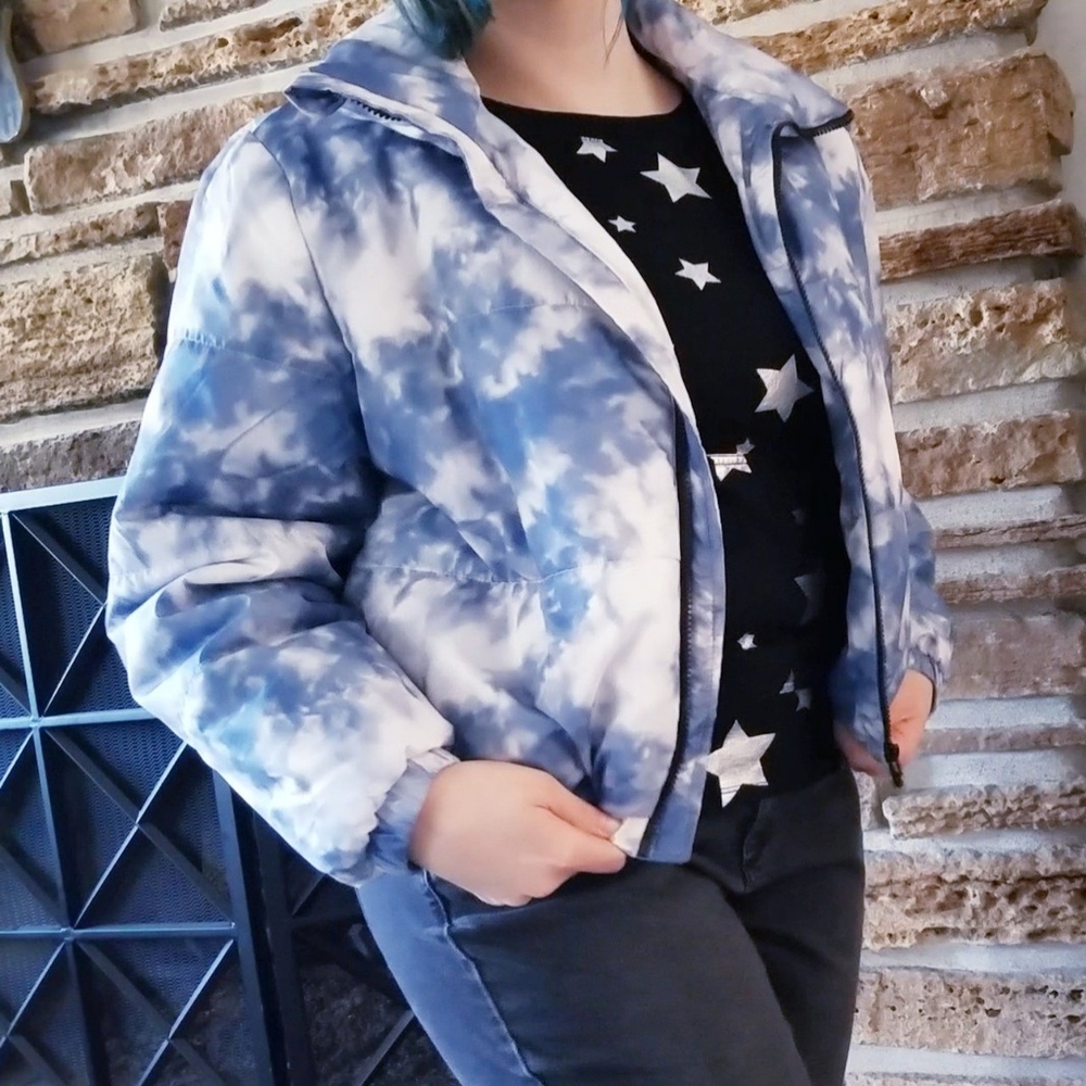 Wild Fable Puffer Nylon Cloud Tiedye Jacket